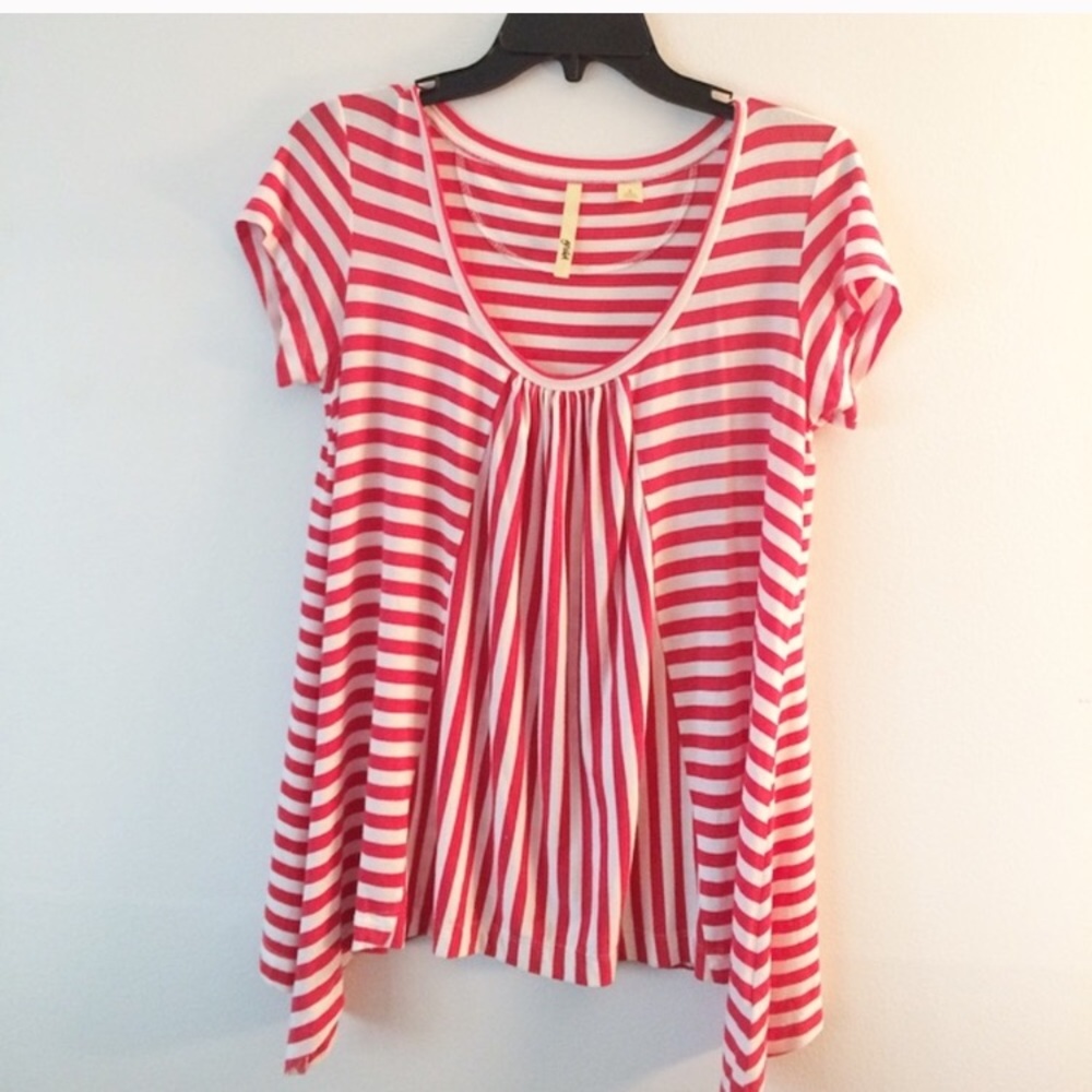 orange and white striped asymmetrical hem Tshirt S